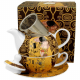 Комплект чаша с чайник Klimt Collection - The Kiss Brown на супер цена от Neostyle.bg
