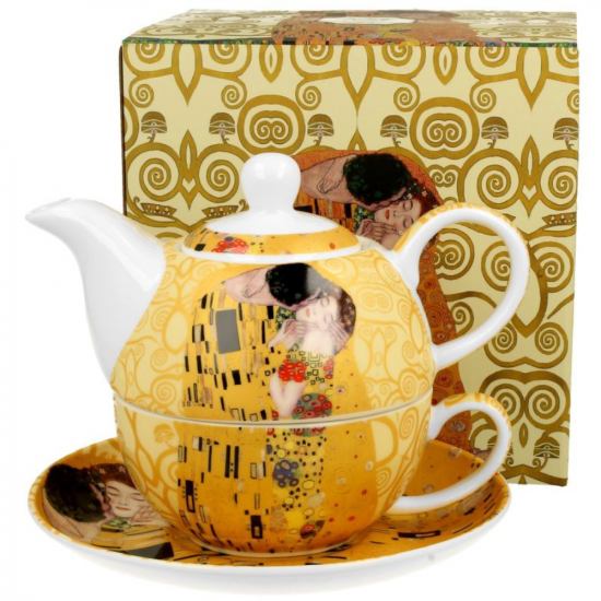 Комплект чаша с чайник Klimt Collection - The Kiss Ecru на супер цена от Neostyle.bg