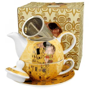 Комплект чаша с чайник Klimt Collection - The Kiss Ecru