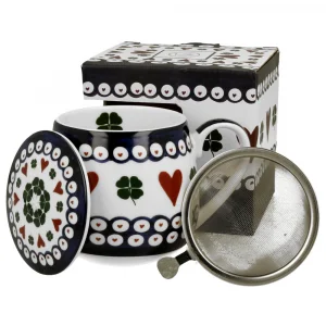 Чаша 430 мл с капаче и цедка - Indigo Clover