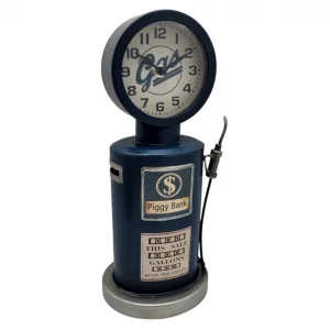 Декоративна Бензинова Колонка с Часовник и Касичка - Ретро Стил