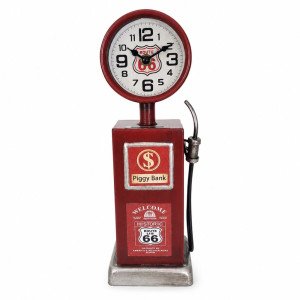 Винтидж Часовник и Касичка Бензинова Колонка Route 66
