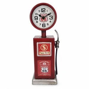 Винтидж Часовник и Касичка Бензинова Колонка Route 66