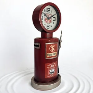 Винтидж Часовник и Касичка Бензинова Колонка Route 66