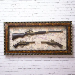 Декоративно 3D пано с ретро пушка и пистолети