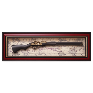 Декоративно 3D пано със старинна пушка и ретро карта