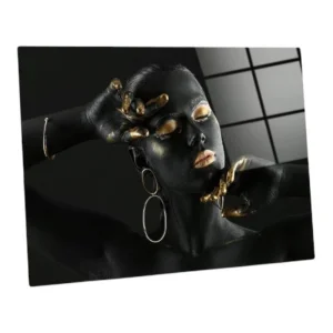 Стъклена картина арт фотография "Златна Богиня"