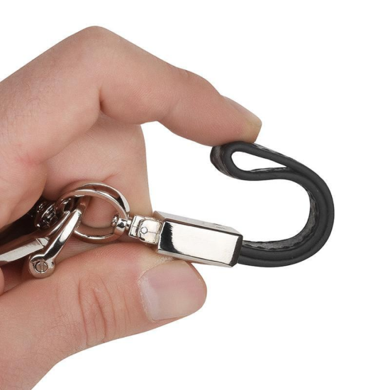 Черен кожен ключодържател BMW с метален карабинер