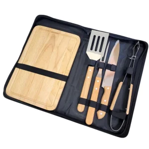 Елегантен Комплект за Грил с Дървени Дръжки