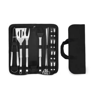 Прибори за Барбекю с Метални Дръжки в Калъф