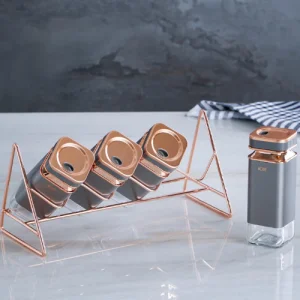 Комплект стъклени съдове за подправки на стойка 