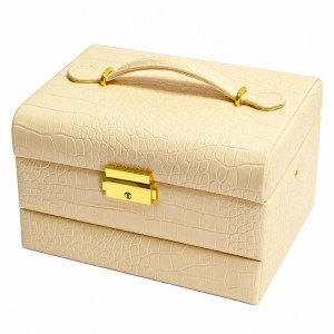 Куфарче за бижута с дръжка и златиста ключалка Beige