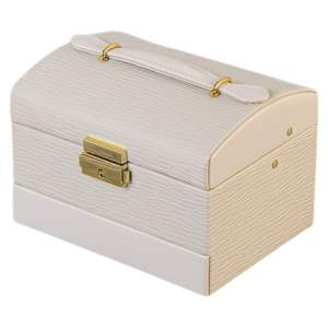 Елегантна кутия за бижута кремава еко кожа
