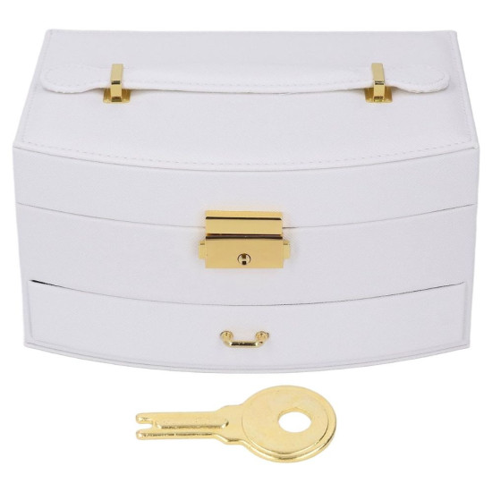 отворен органайзер White Pearl с огледало куки за колиета и чекмедже