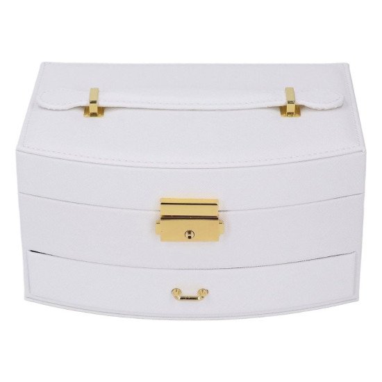 Перфектният акцент за всяка тоалетка отворен органайзер White Pearl с огледало куки за колиета и чекмедже