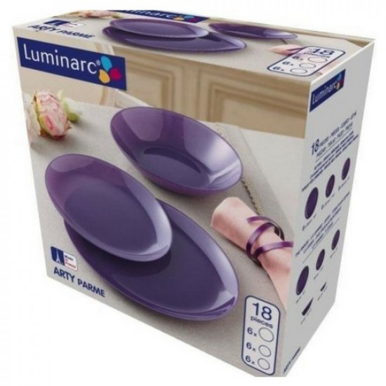 Сервиз за хранене Arty Purple Luminarc 18 части на супер цена от Neostyle.bg
