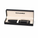 Елегантни пишещи средства в матово черно за офиса Комплект матово черни химикалка и ролер Alexander в кутия