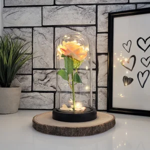 Светеща роза в стъкленица
