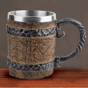 Халба за бира "Старият хан" от полирезин и стомана, 420 мл