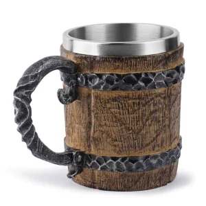 Халба за бира "Старият хан" от полирезин и стомана, 420 мл