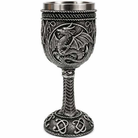 Чаша за Колекционери 3D чаша за вино Game of Thrones Targaryen с релефен сребрист дракон