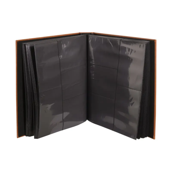 Луксозен кожен фотоалбум в цвят бордо с прозорец за семейна снимка и златни надписи