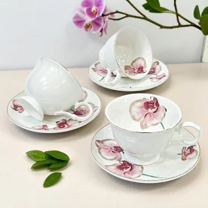 Луксозен Комплект за Чай с Розови Орхидеи