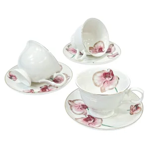 Луксозен Комплект за Чай с Розови Орхидеи