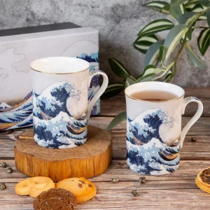Комплект от 2 порцеланови чаши Великата вълна