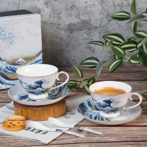 Подаръчен комплект чаши "Голямата вълна край Канагава" 