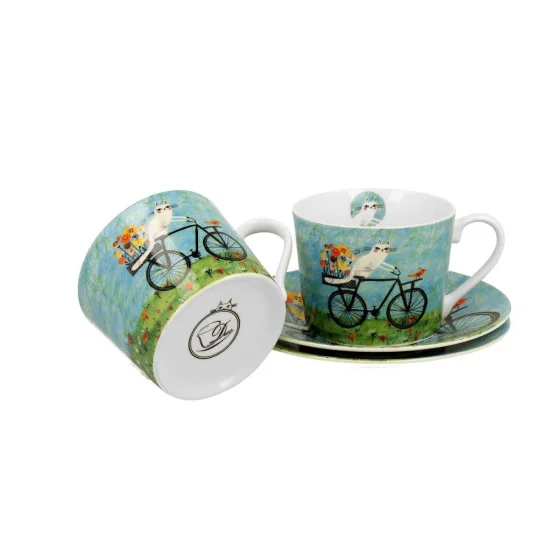 Комплект две чаши за чай с чинийки Cat’s World - Bicycle на супер цена от Neostyle.bg