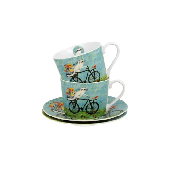 Комплект две чаши за чай с чинийки Cat’s World - Bicycle на супер цена от Neostyle.bg
