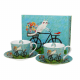 Комплект две чаши за чай с чинийки Cat’s World - Bicycle на супер цена от Neostyle.bg