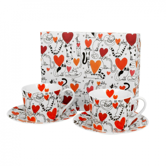 Луксозен Комплект за чай Cat’s World Hearts на супер цена от Neostyle.bg