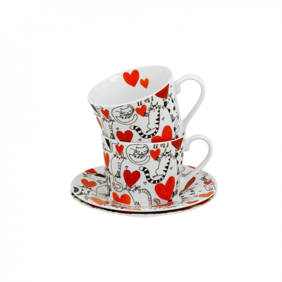 Луксозен Комплект за чай Cat’s World Hearts на супер цена от Neostyle.bg