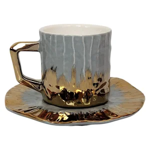 Комплект Чаши за Еспресо със Златна Дръжка (90 мл)