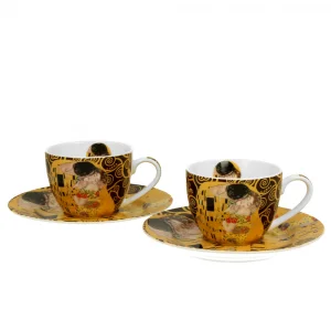 Комплект за кафе Gustav Klimt Collection - The Kiss Brown