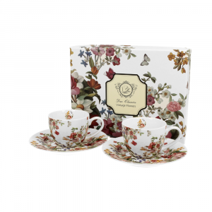 Комплект за кафе Vintage Flowers White