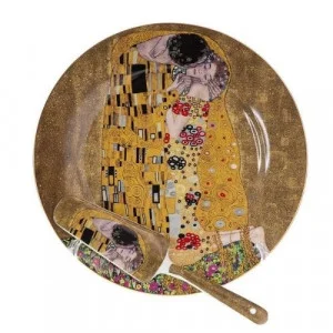 Комплект за торта "Целувката" на Густав Климт - Чиния и лопатка