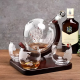 Стъклен Диспенсър за Уиски с Чаши – Oak & Steel World Globe на супер цена от Neostyle.bg
