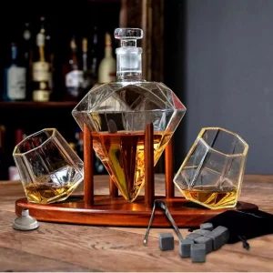 Комплект Гарафа за Уиски с Две Чаши – Диаманти Делукс