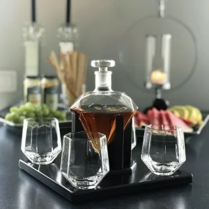 Комплект Гарафа за Уиски с Четири Чаши – Диаманти