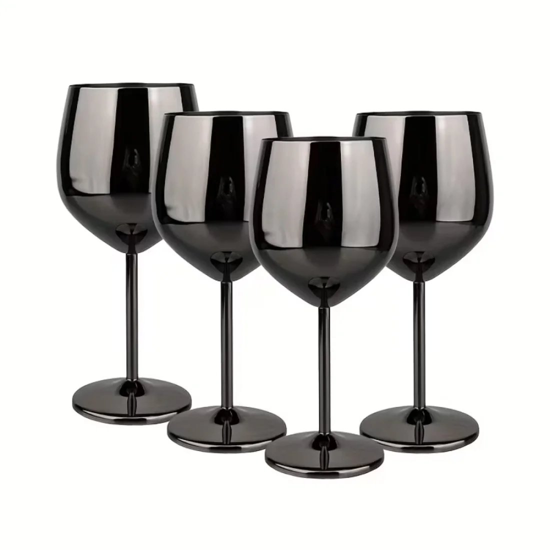 Комплект 4 черни метални чаши за вино - визия