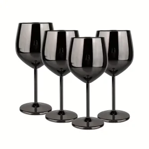 Комплект 4 черни метални чаши за вино