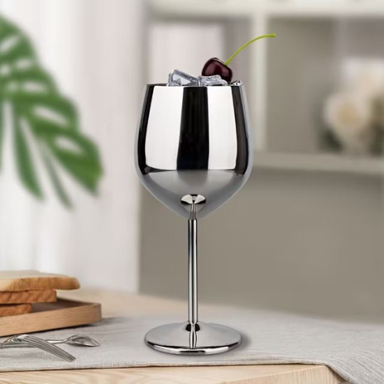 Огледален комплект метални чаши за вино от неръждаема стомана