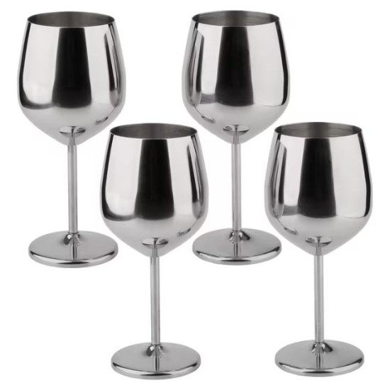 Огледален комплект метални чаши за вино от неръждаема стомана