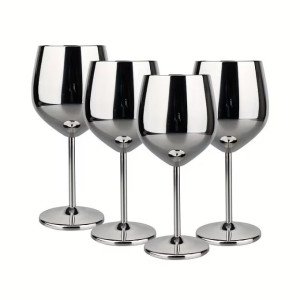 Комплект метални чаши за вино от неръждаема стомана 500 мл