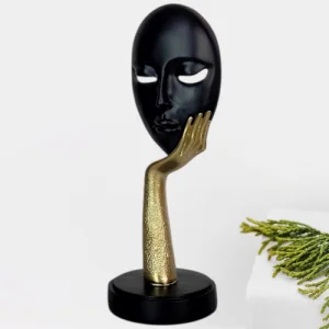 Декоративна Скулптура Лице на Ръка - Черно и Златно 