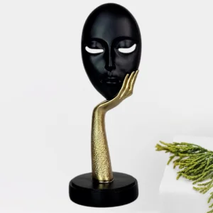 Декоративна Скулптура Лице на Ръка - Черно и Златно 