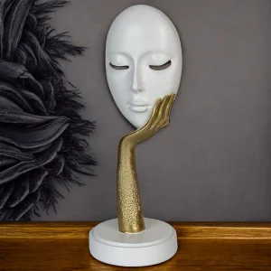 Арт фигура Маска на златна поставка ръка
